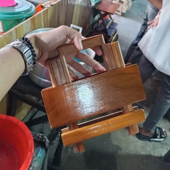 Rehal Meja Lipat Kayu Ulin Kayu Besi Mini Ukuran Lebar 20cm