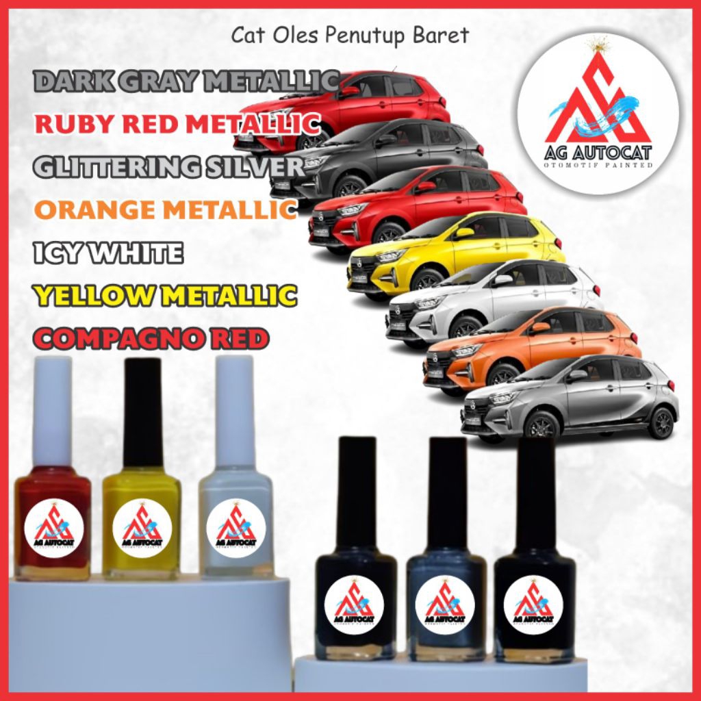 CAT OLES PENGHILANG BARET MOBIL DAIHATSU AYLA NEW GREY METALLIC, RED, SILVER, OREN, PUTIH, KUNING, M