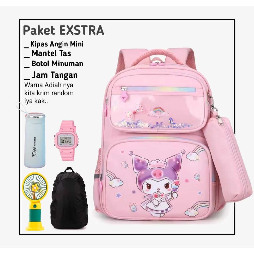 TAS RANSEL ANAK SEKOLAH KUROMI DOMPET PEREMPUAN TK/SD/SMP