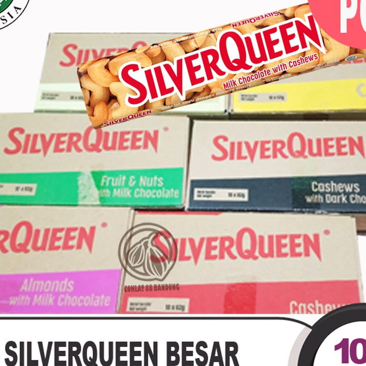

SilverQueen 1 Box 55gr Isi 10 Pcs - Full Varian Lengkap Almond Mede Dark White Matcha Crispy