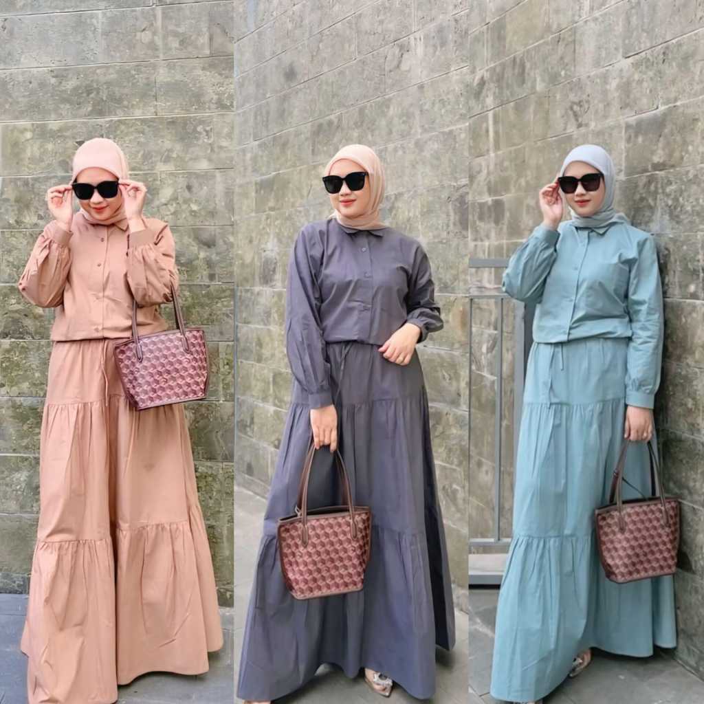 One Set Rok - Mafaza Set - Set Katun - Casual - Set Rok Kekinian by Alvina Said Butik