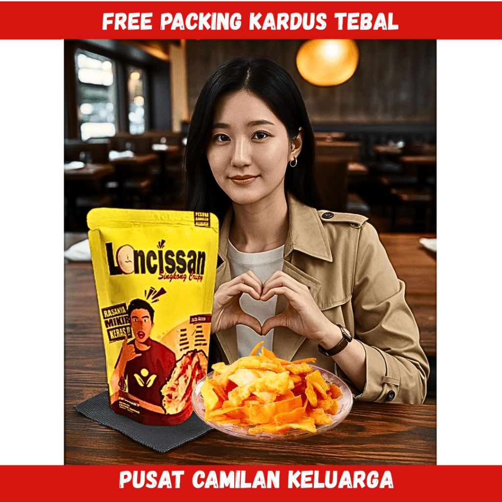

Cemilan Keripik Loncissan Singkong Crispy Bumbu Premium
