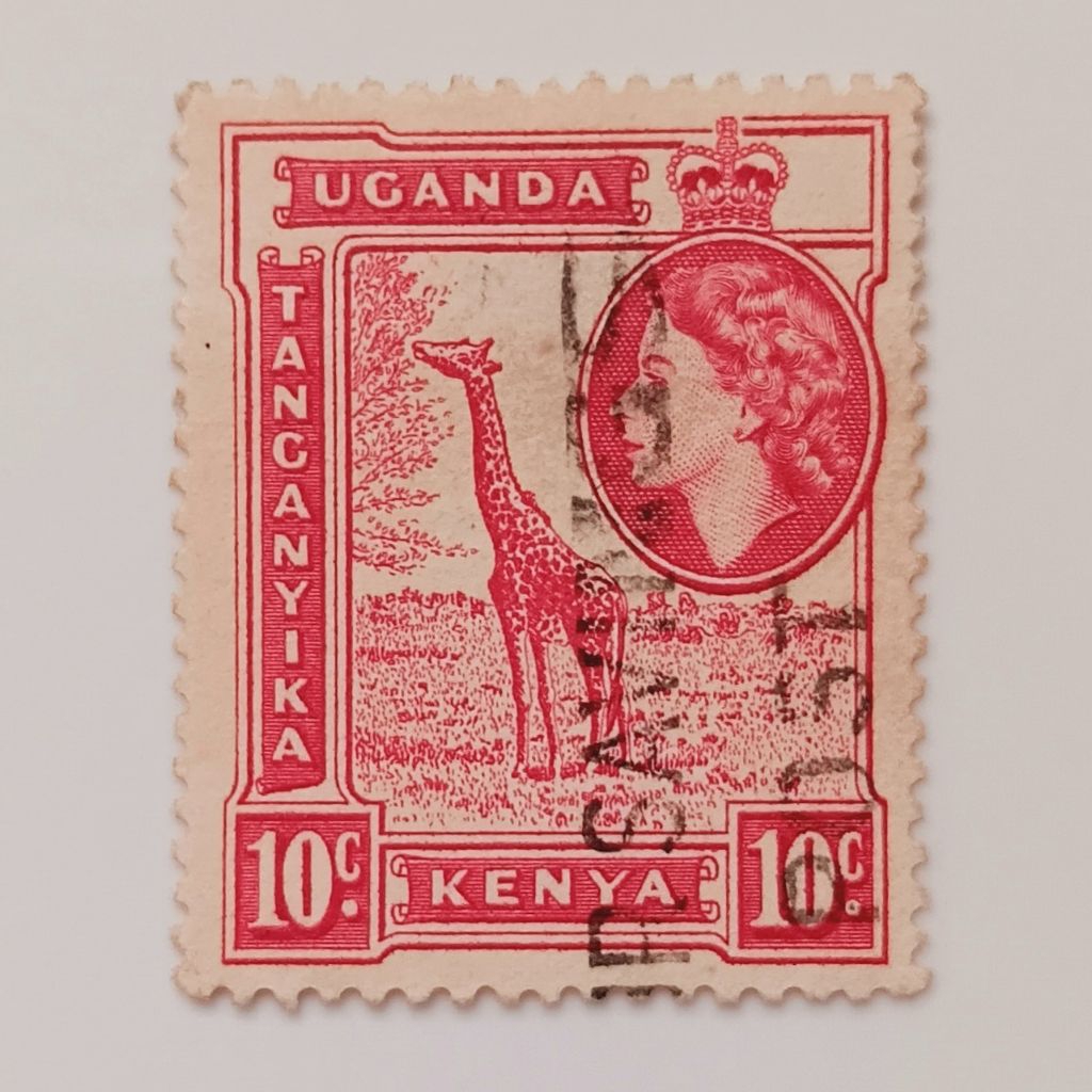 

(AD) Perangko Afrika Timur 1954 Queen Elizabeth II and Views - Giraffe (Giraffa camelopardalis) 10 cent Used