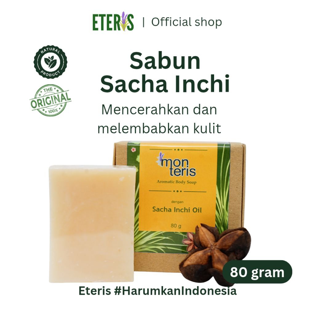 Monteris Sabun Aromatic with Sacha Inchi Oil | Melembabkan dan Mencerahkan, Memudarkan luka