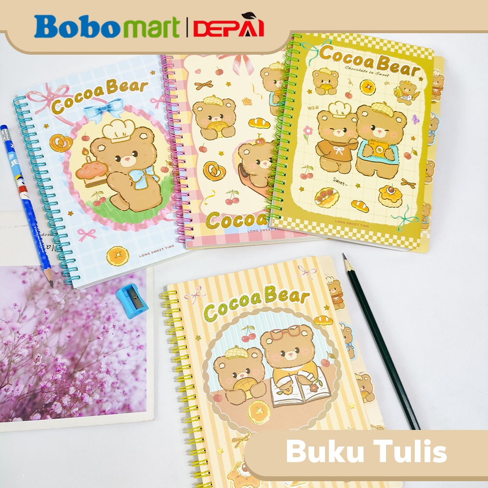 

BOBOMART Buku Tulis Catatan Bergaris Spiral Ruled Notebook Cocoa Bear A5 80 Lembar DP-205-49