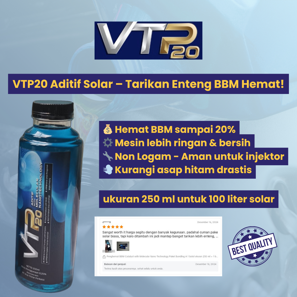 VTP20 Aditif Solar diesel untuk Truk / mobil mesin diesel Hemat BBM, Tarikan Ringan, Kurangi Asap
