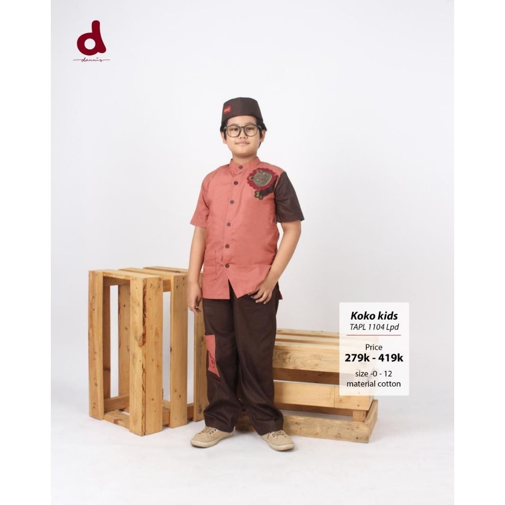 Dannis Koko Anak Lengan Pendek Satu Set Busana Muslim Anak Laki-Laki