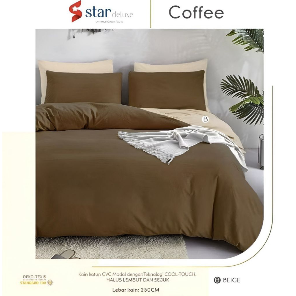 Sprei Set Katun STAR Polos Coffee
