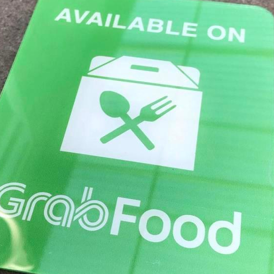 Papan Grab Sign Pelang Akrilik Acrylic Untuk Cafe Resto Signboard Papan Grabfood Grab Food