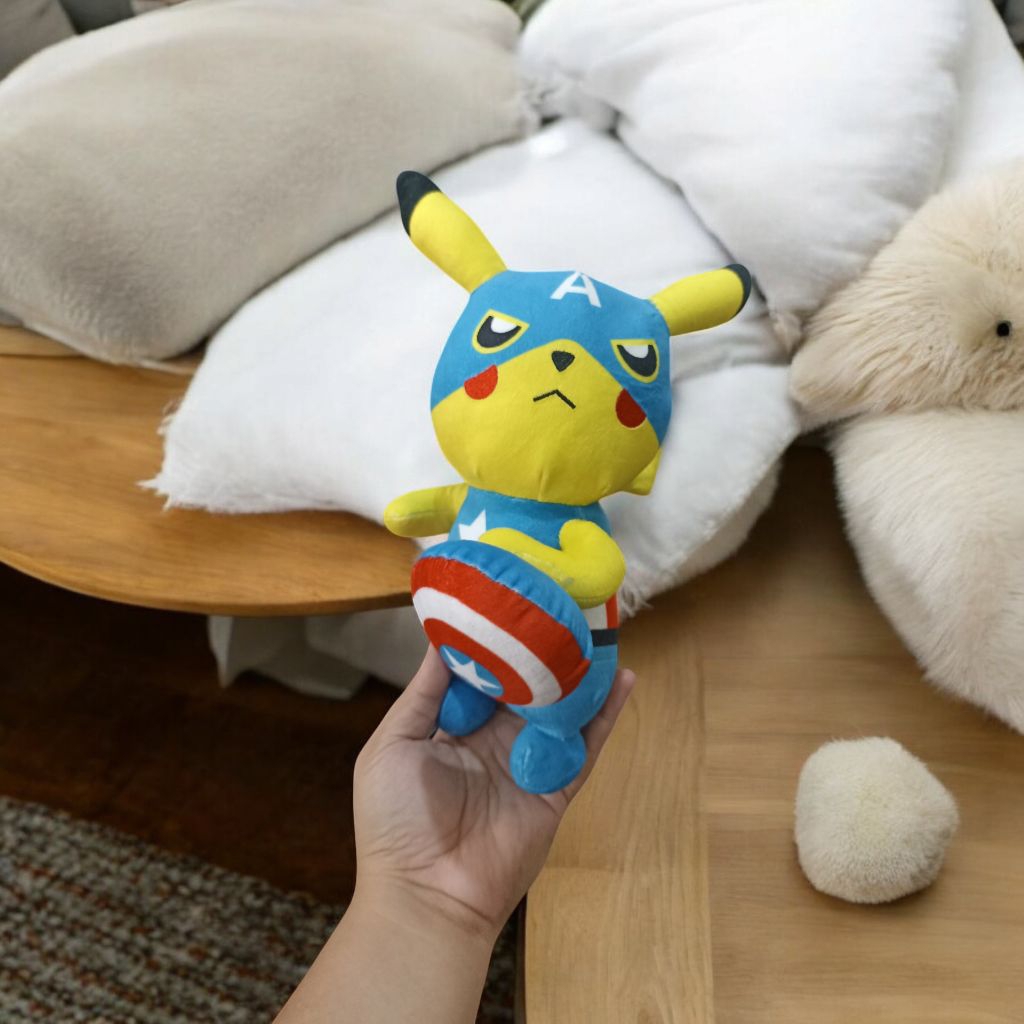 Boneka Pokemon Plush Pikachu Captain MAmerica
