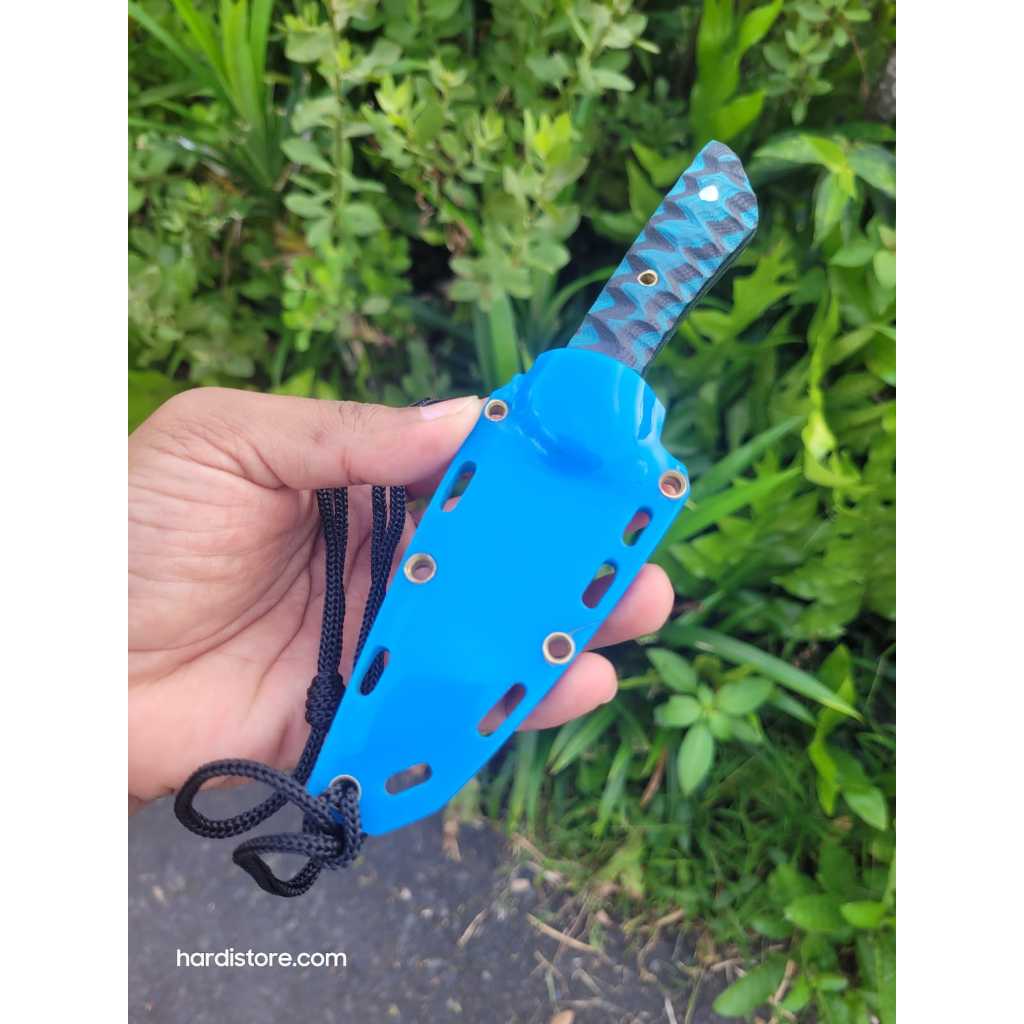 ID PISAU SESET KULIT BUSHCRAFT 7,5 CM BAJA D2 UNIVERSAL FULLTANG HANDLE MICHARTA SARUNG AKRILIK