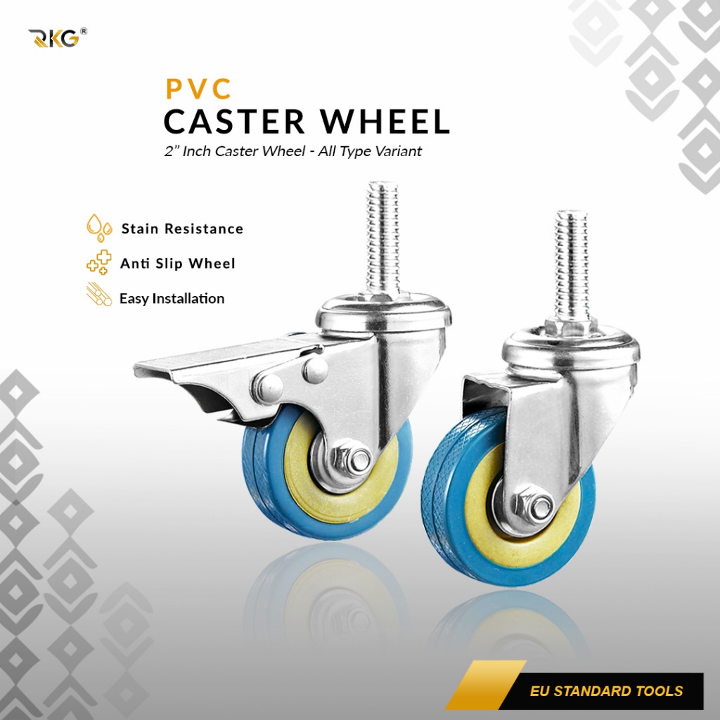 Roda Caster PVC Troli 2 Inch Furnitur Rak Serbaguna Industrial Caster