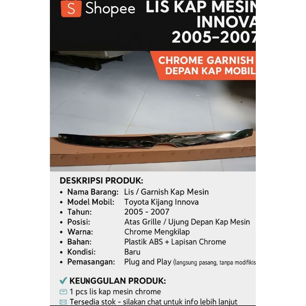 lis kap mesin Innova tahun 2005-2007