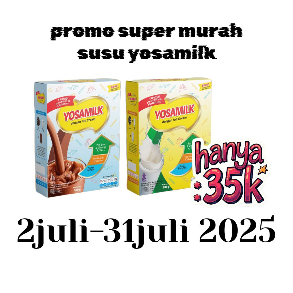 

Yosamilk BPOM rasa coklat vanilla susu premium penggemuk badan 500 gram ampuh