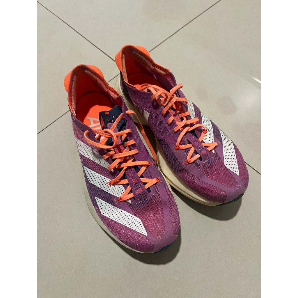 Adidas Adizero Adios Pro 3 size 41 1/3 bekas sepatu running warna ungu