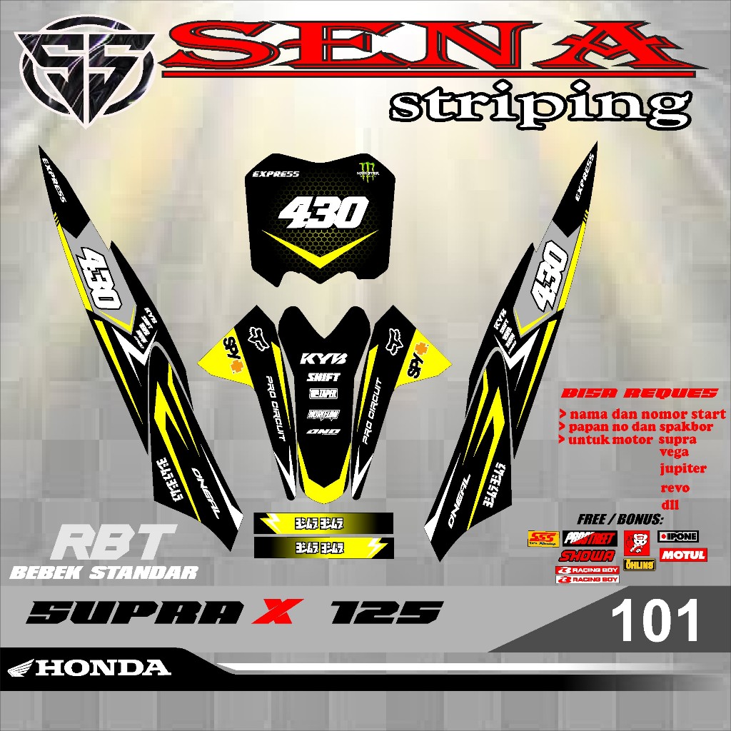 COD RBT HONDA SUPRA X 125 Sticker SETRIPING scotlet semi fullbody BEBEK STANDAR MODIF SUPERMOTO YZ C