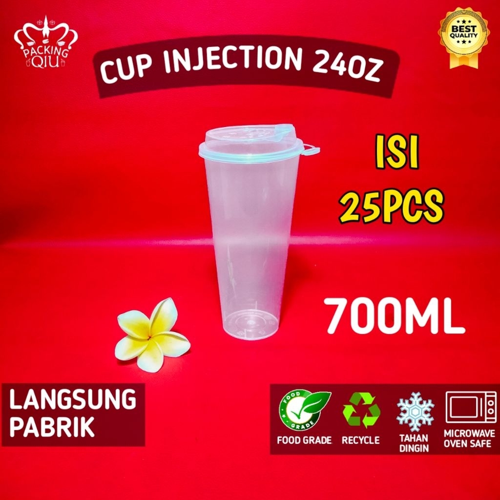 CUP INJECTION 24OZ // CUP INJECTION 700ML // CUP THINWALL // GELAS PLASTIK INJECTION CUP + TUTUP PP 