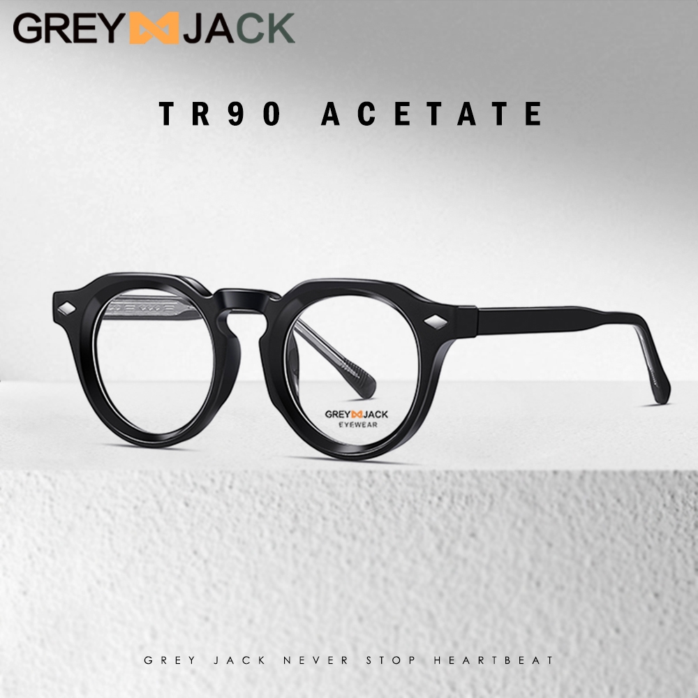 Grey Jack Kacamata Antiradiasi Blueray Model Bulat TR+Acetate Fashion Pria Wanita Bisa Minus Modis K