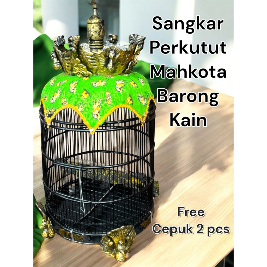 SANGKAR PERKUTUT MOTIF MAHKOTA KAIN