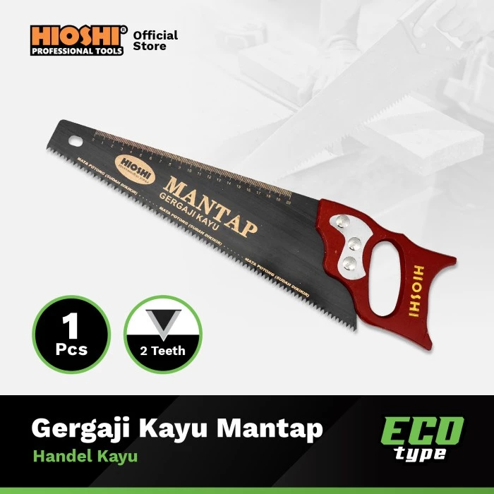 HIOSHI Gergaji Kayu Tangan MANTAP Manual Hand saw Gorok Gagang Kayu POTONG 14 /18 Inch ECO
