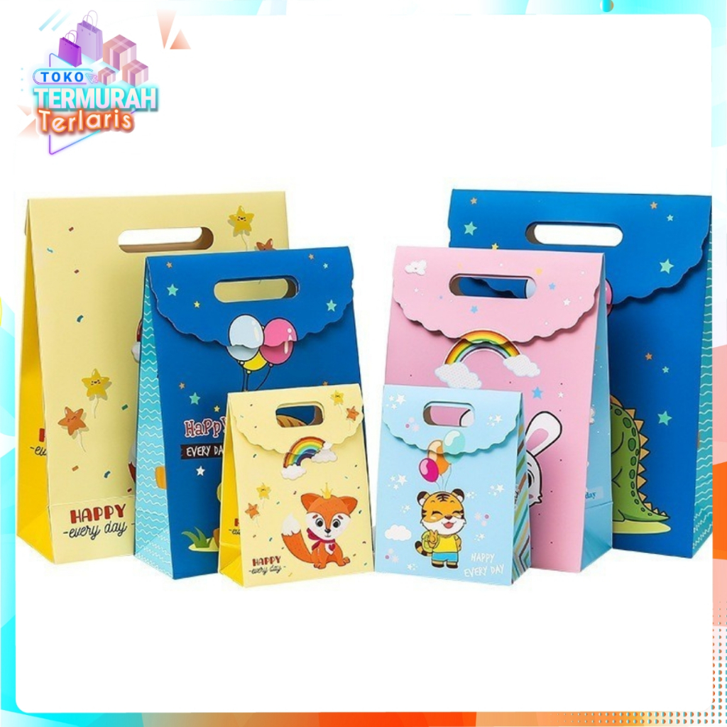 

TTT Goodie Bag Karakter Animal Tas Bingkisan Hadiah Hampers Ulang Tahun Anak Karkater Hewan Souvenir Kantong Tentengan Bingkisan Paper Bag Tas Hampers Snack Ulang Tahun TTT
