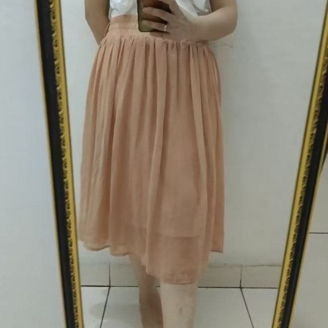 Rok sifon pinggang karet midi murah Ukuran Besar Jumbo cantik