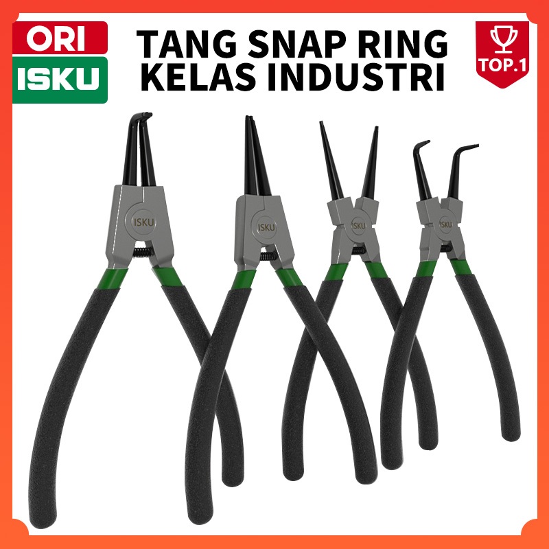ISKU Tang Spi 7 Inch Snap Ring Pliers Tang Circlip Buka Tutup Lurus Bengkok Internal External Kunci 