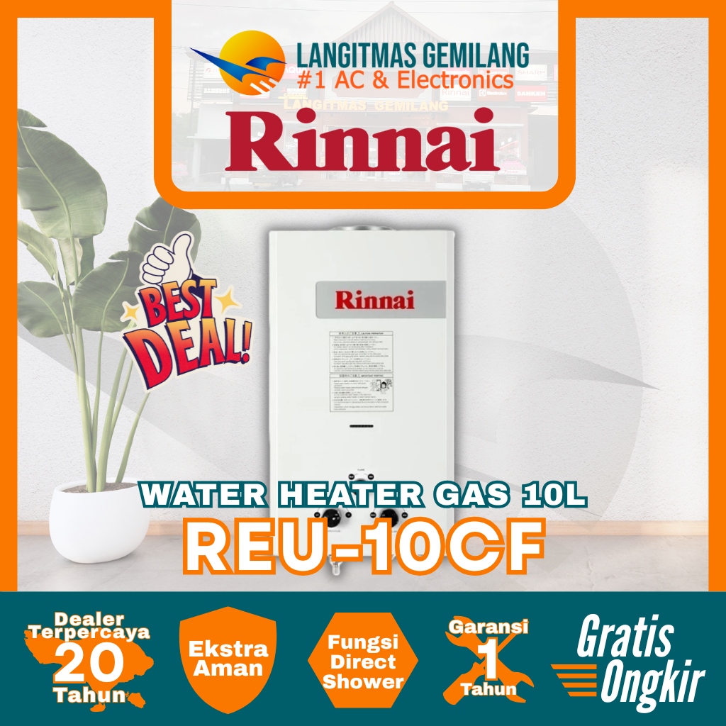 RINNAI WATER HEATER GAS 10 Liter REU-10CF