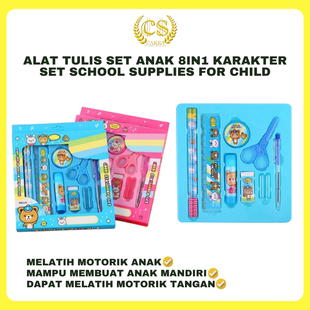 

CS Alat Tulis Set Anak 8IN1 Karakter Set School Supplies for Child / Paket Alat Tulis Anak Tk / Gift Kids Stationery