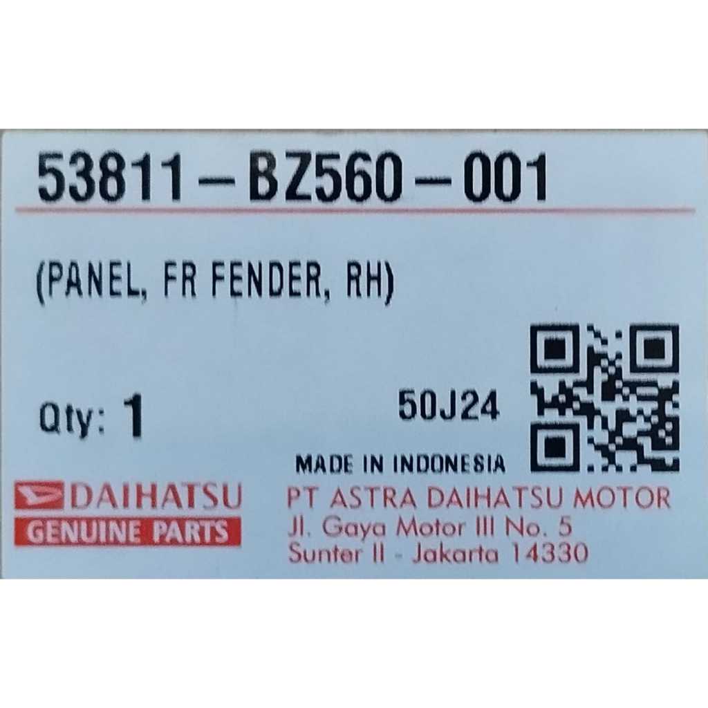 PANEL FENDER DAIHATSU TERIOS / 53811-BZ560-001