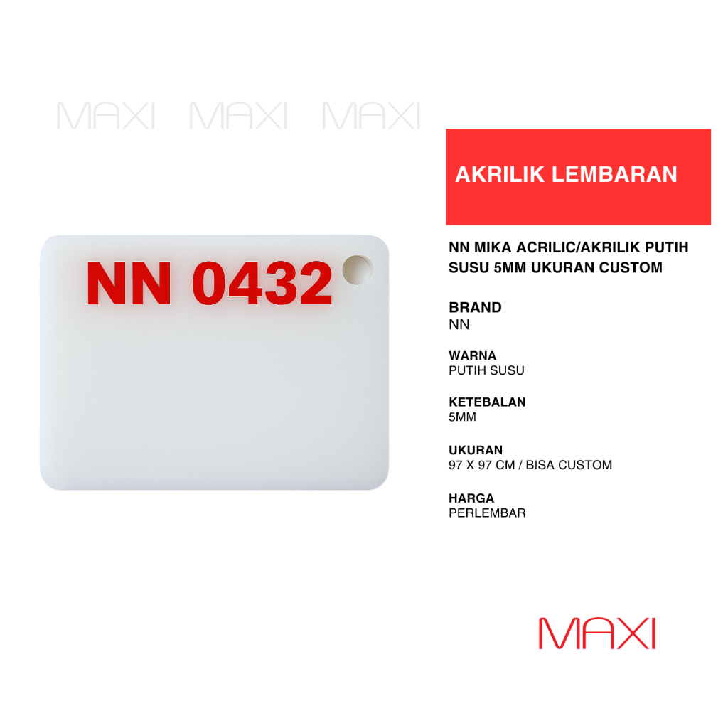 

NN Akrilik Acrylic Mika Casting Potongan 5 mm - Custom - Bening/Putih Susu