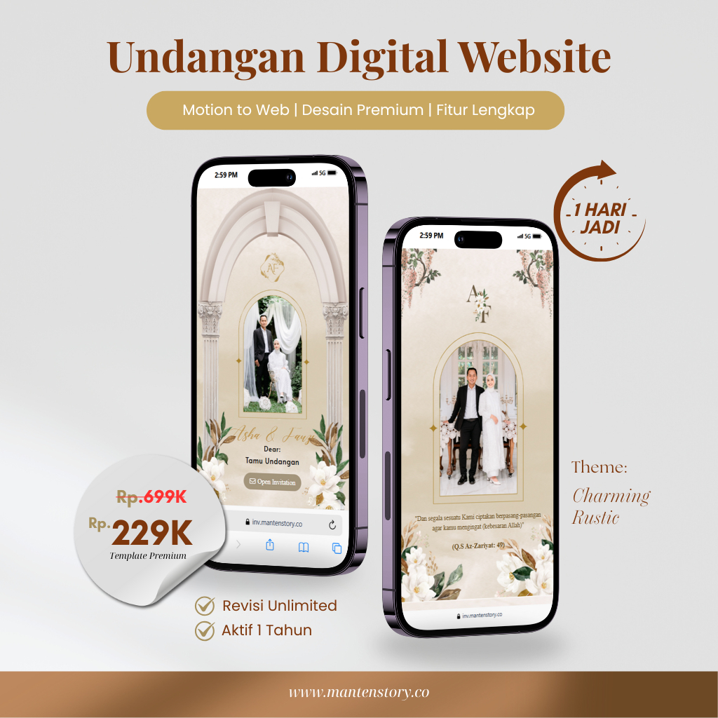 Undangan Digital Website Pernikahan Premium Charming Rustic