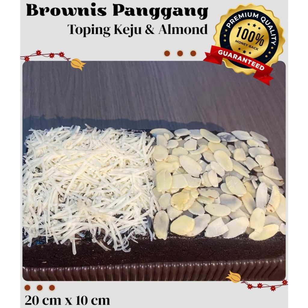 

Kualitas Premium Brownis Panggang Melted 20cmx10cm Tpoing Keju Almond l Keju Choco Chips l Choco Chips Almond