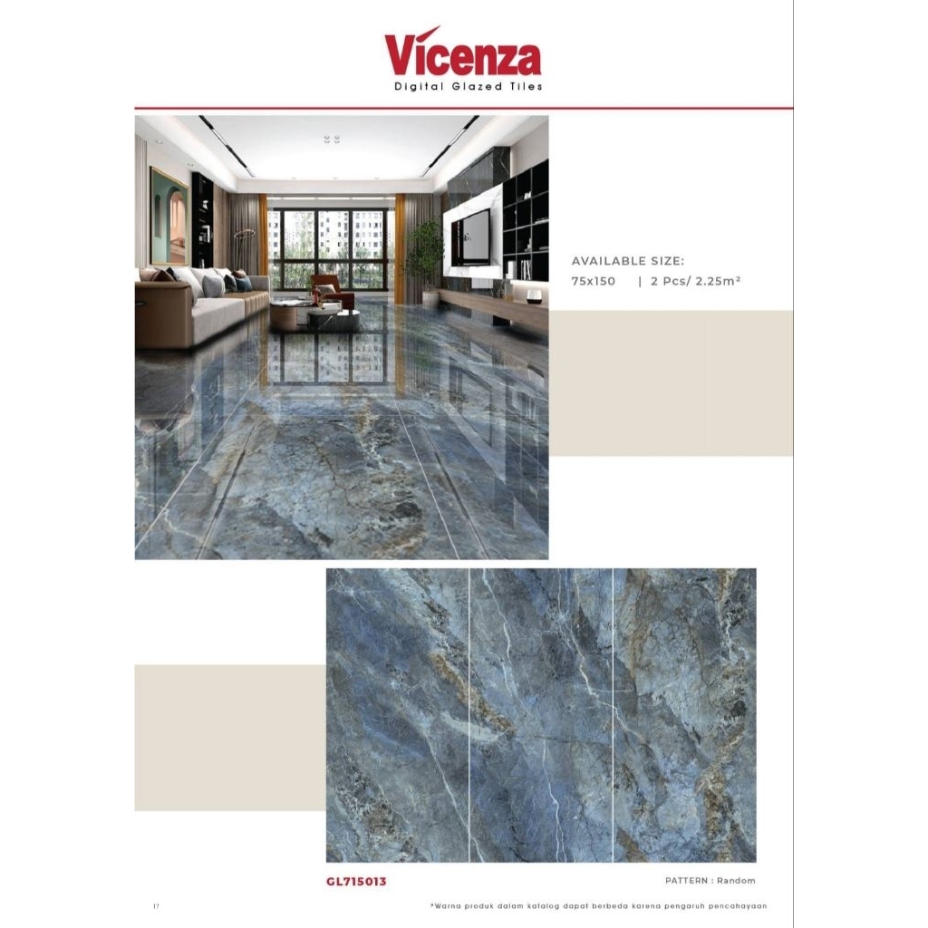 GRANIT MEREK VICENZA TYPE DIGITAL GLAZED TILES GL715013 UKURAN 75X150