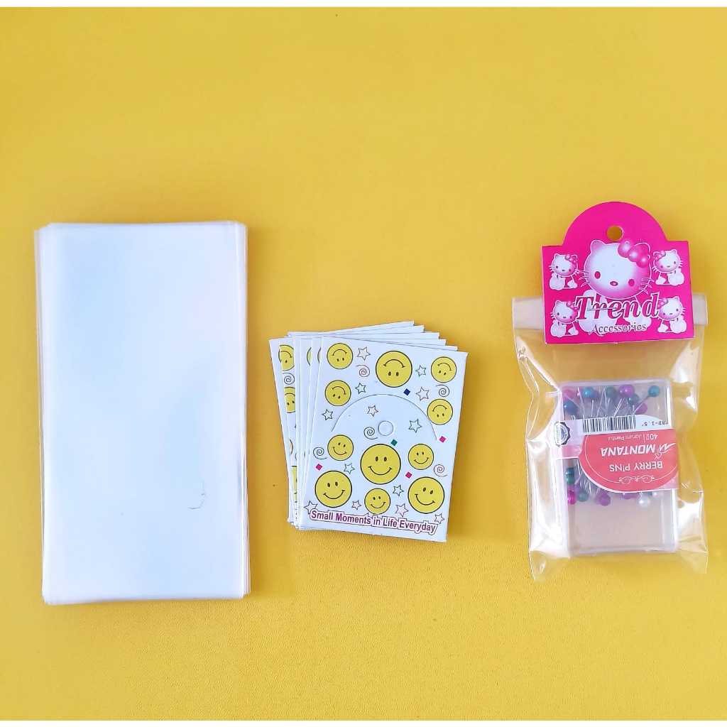 

100 Set Plastik Jarum Pentul Kotak dan Kertas Label Hang Tag Plastik Opp Tanpa Seal Kemasan Aksesoris Tebal 40 micron