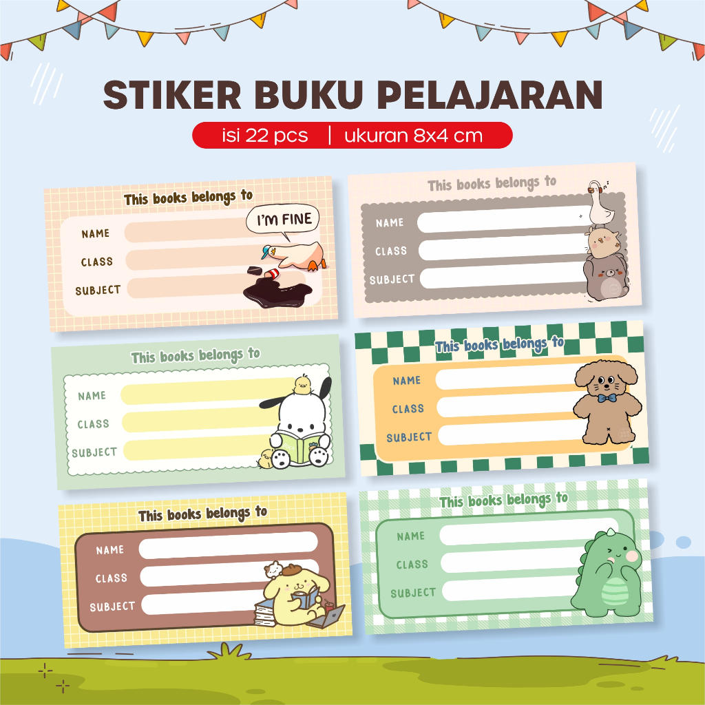 

(SORT PRINT) Stiker Nama Buku Pelajaran Isi 22 Ukuran 8 x 4 cm - Sticker Label Buku Mapel