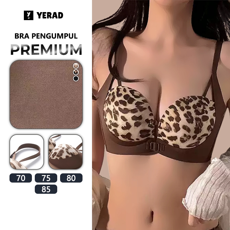 Berkualitas Indonesia Stock) YERAD Bra Motif Macan Tutul Dada Kecil Gesper Push Up Bra Seksi