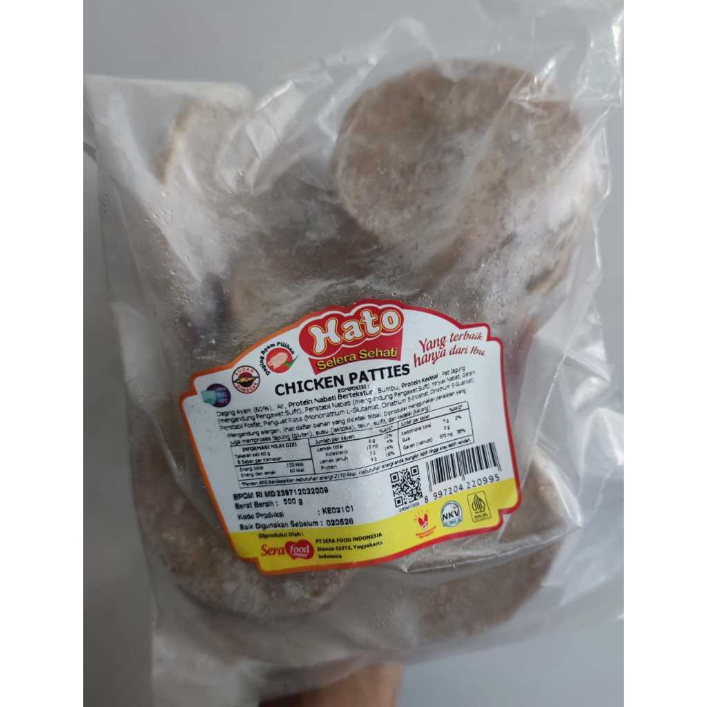 

Chicken Patty Tanpa Panir HATO – Patty Ayam Frozen Siap Masak untuk Burger HARGA GROSIR