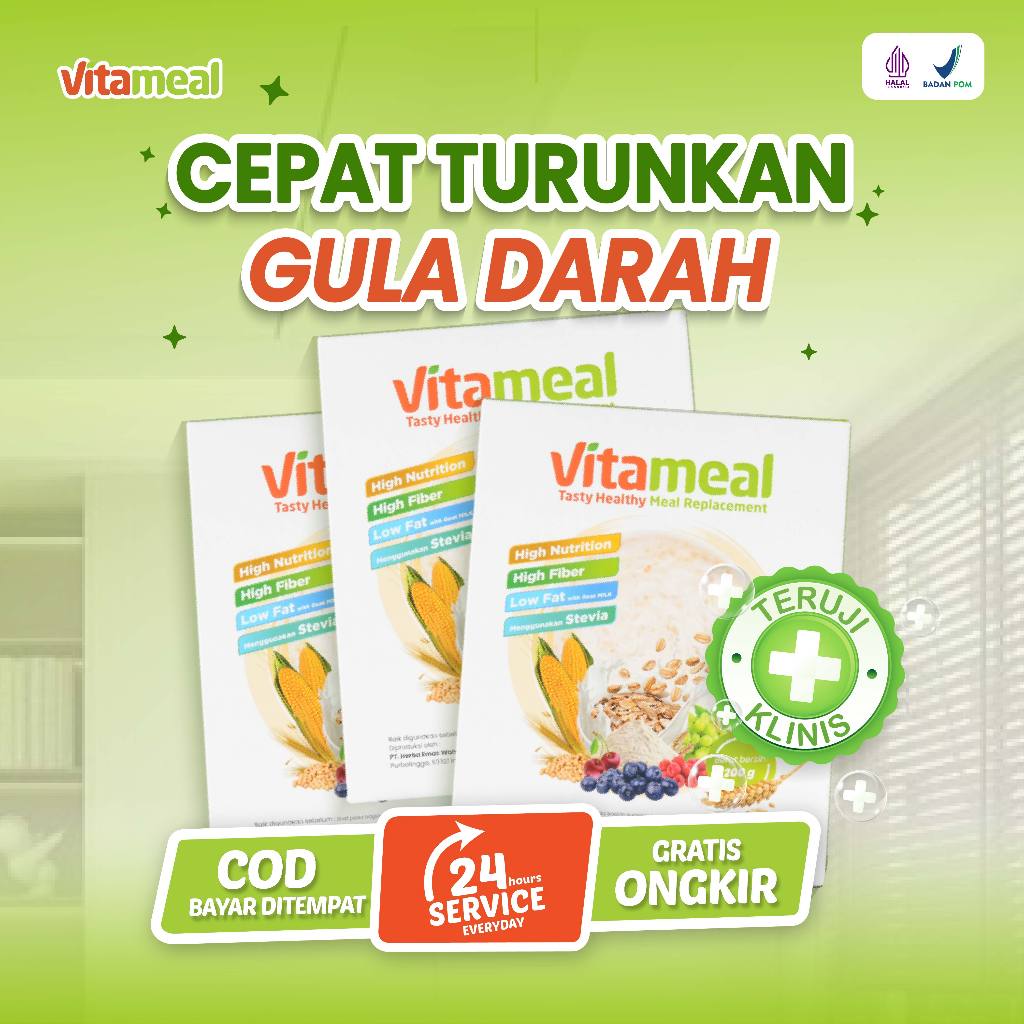 

Vitameal Paket 3 Box – Sereal Multigrain Sehat Penurun Gula Darah Cepat, Atasi Diabetes & Kolesterol, Aman untuk Asam Lambung & GERD, Bisa COD, Gratis Ongkir Setiap Hari VITAMIEL HERBAL