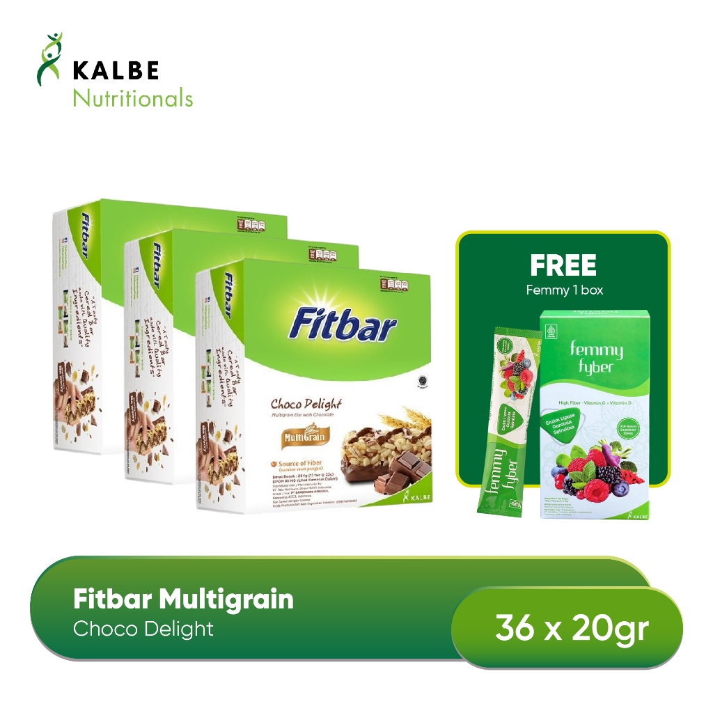 

Fitbar Choco Delight 12x20gr Multigrain - isi 3 Free Femmy Fyber Minuman Diet Fiber