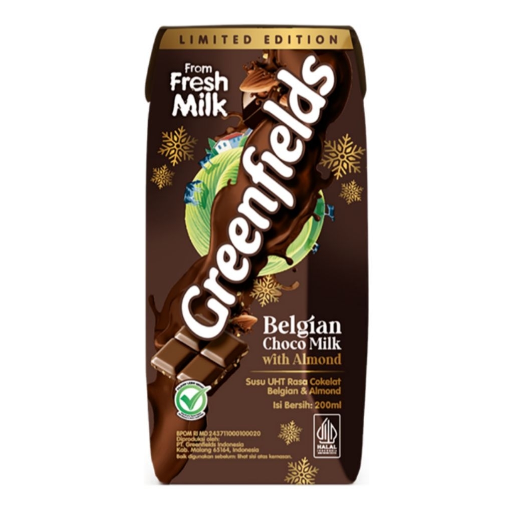

Greenfields Susu UHT Rasa Belgian Chocolate With Almond Kotak 200 ml
