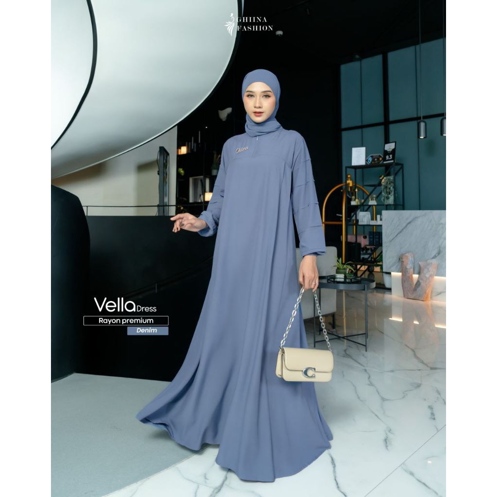 VELLA DRESS BY GHIINA FASHION √ Gamis ghiina √ Gamis polos √ gamis cantik