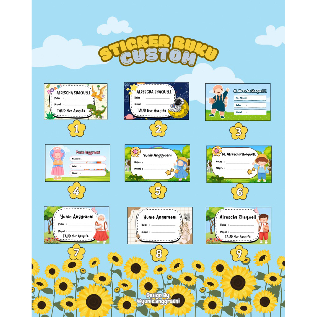 

Sticker Buku Custom Tahan Air By @yunie.anggraeni
