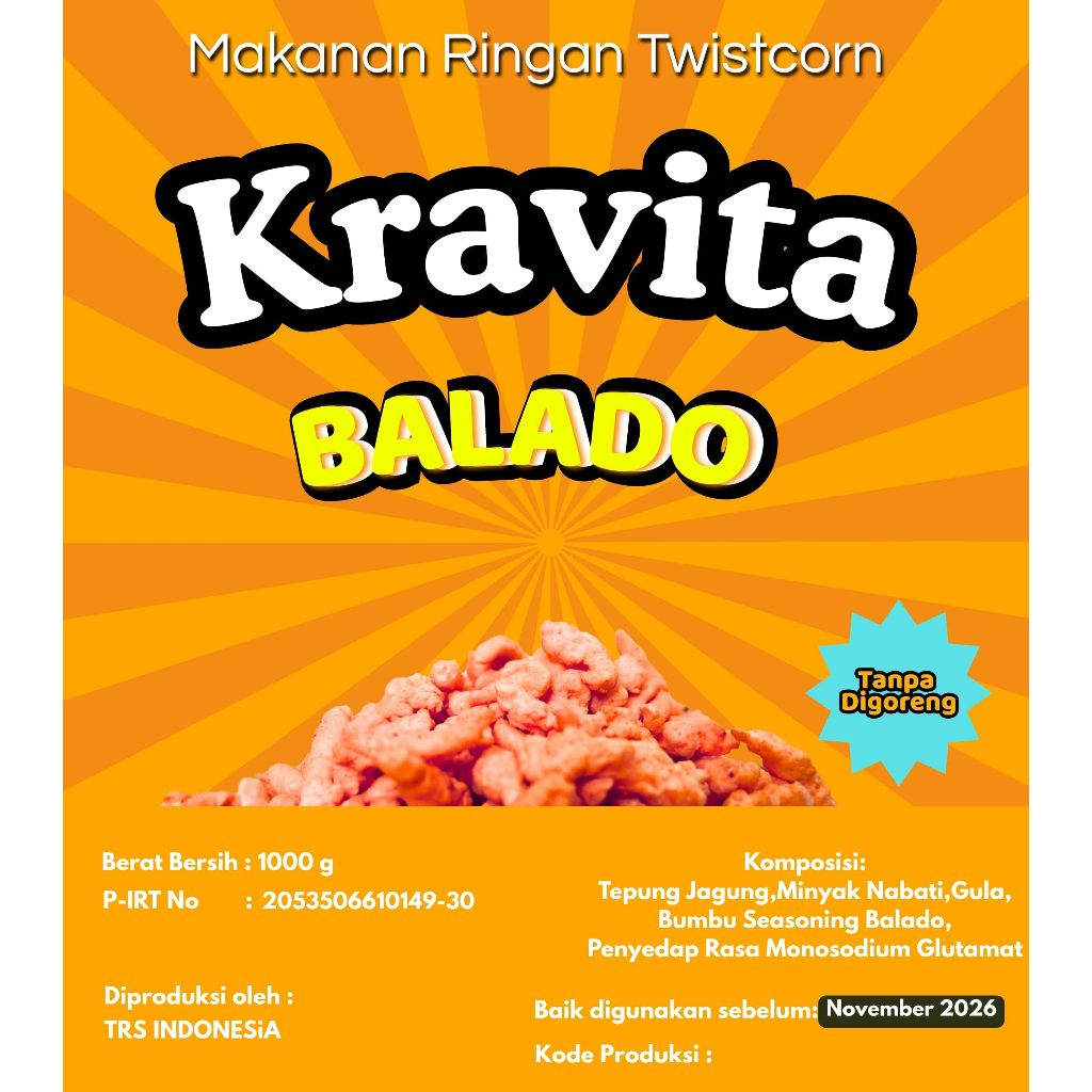 

KRAVITA TWISTCORN CAMILAN NIKMAT 1KG