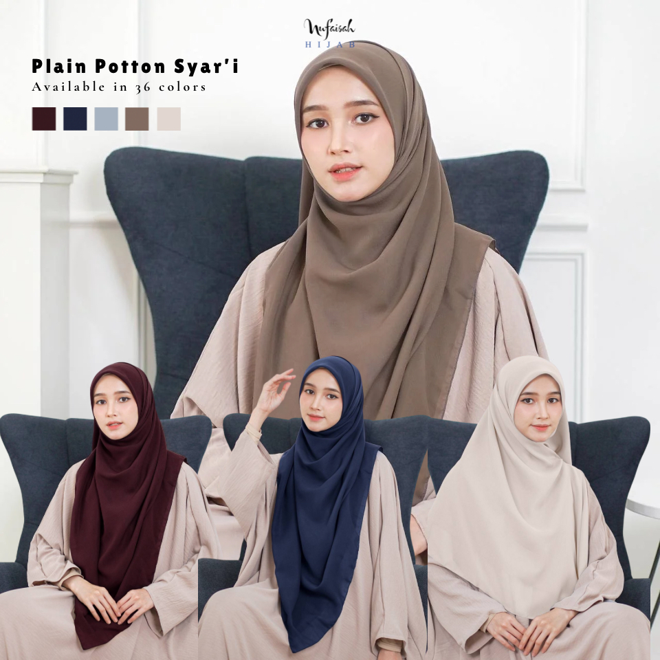 Segi empat syari / polly cotton premium syari / hijab segi empat jumbo