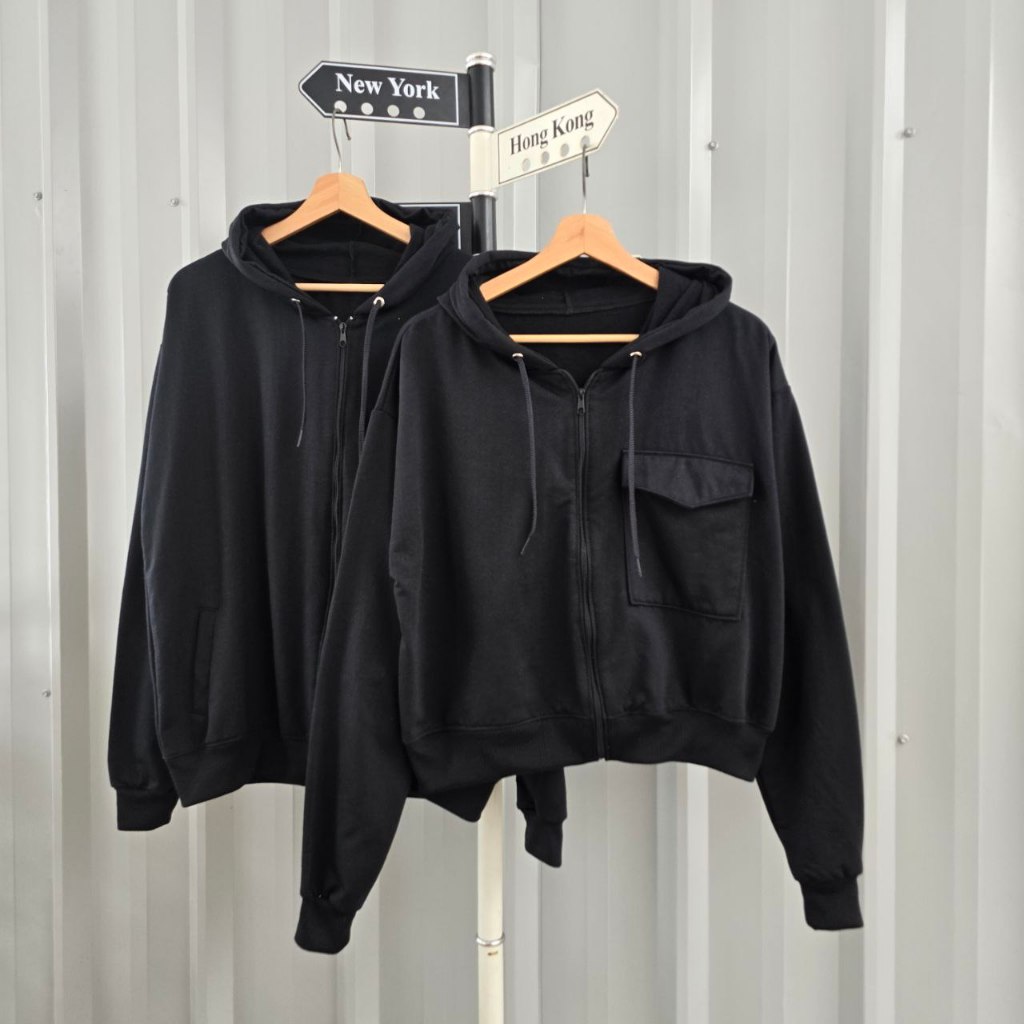 ( isi 2 pcs) Jaket couple pasangan Polos terbaru - Nami hoodie crop - hodie couple pasangan
