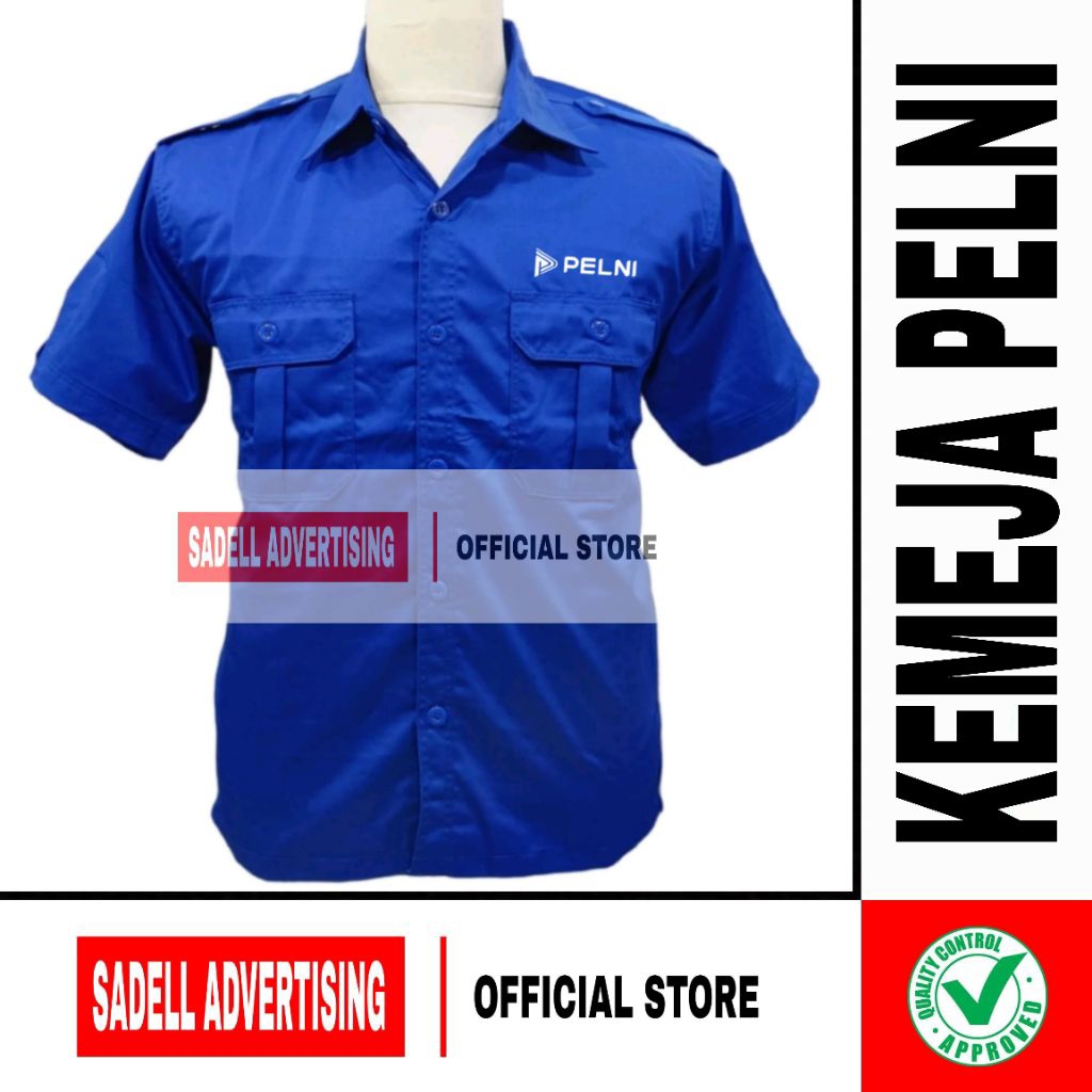 Kemeja PELNI Seragam PT PELNI Biru PDH Lengan Pendek Pria Bordir