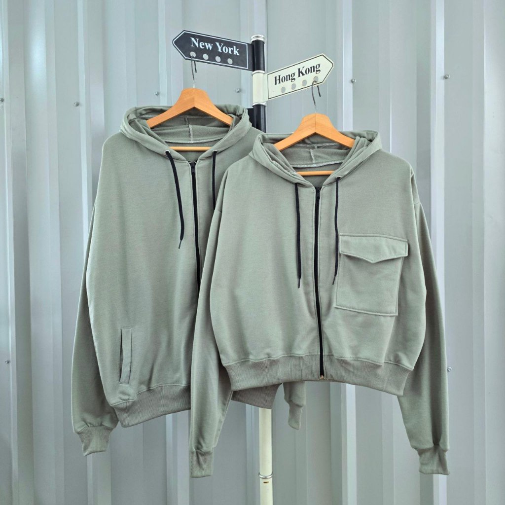 ( isi 2 pcs) Jaket couple pasangan Polos terbaru - Nami hoodie crop - hodie couple pasangan