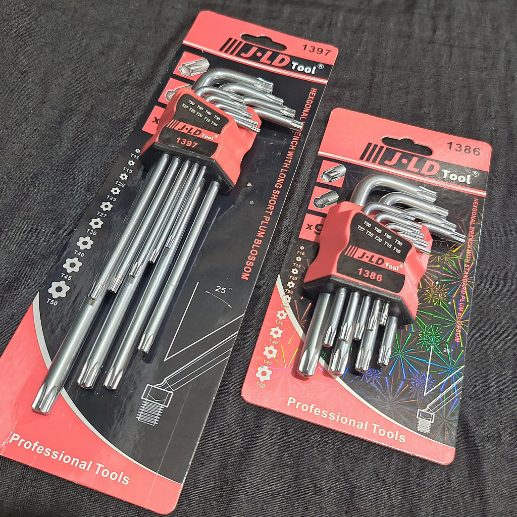 JLD kunci bintang 1 set lengkap 9pcs kunci L 1set komplit kunci L panjang 1 set lengkap T10-T50 Torx