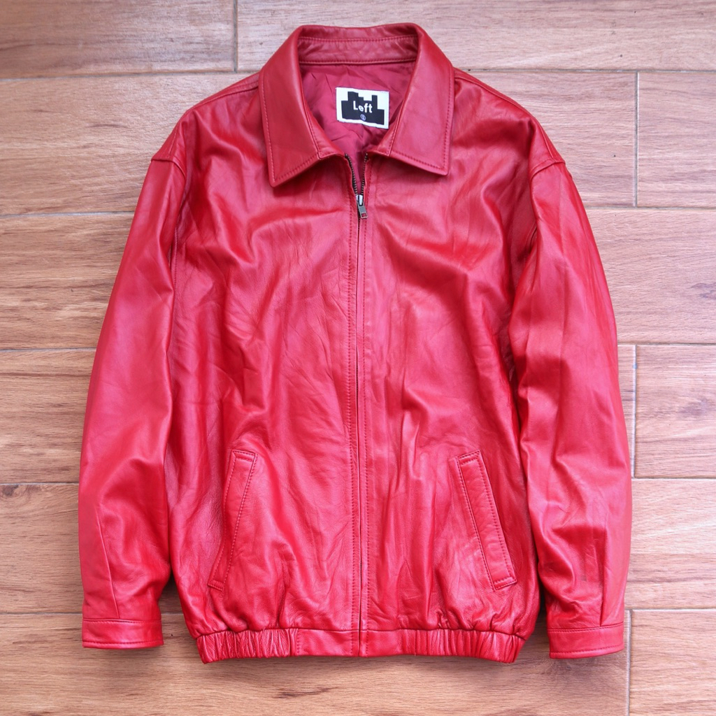 LEFT Oversize BOXY jaket kulit merah domba premium Jaket kulit asli bomber jumbo overfit cewek cowok